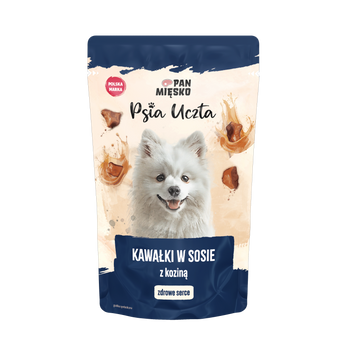 Karma mokra dla psa Pan Mięsko Psia Uczta Kawałki w sosie z koziną (dorosły) 150g