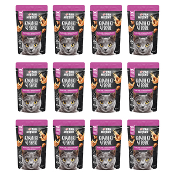 Zestaw Karma mokra dla kota Pan Mięsko Kawałki w sosie Kurczak z krewetkami (dorosły) 85 g x 12 szt.