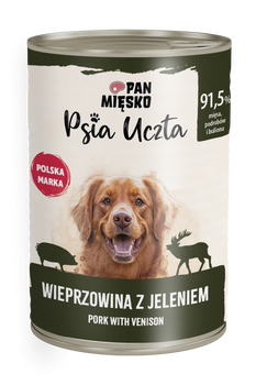 Karma mokra dla psa Pan Mięsko Psia Uczta  Wieprzowina z jeleniem (dorosły) 400g