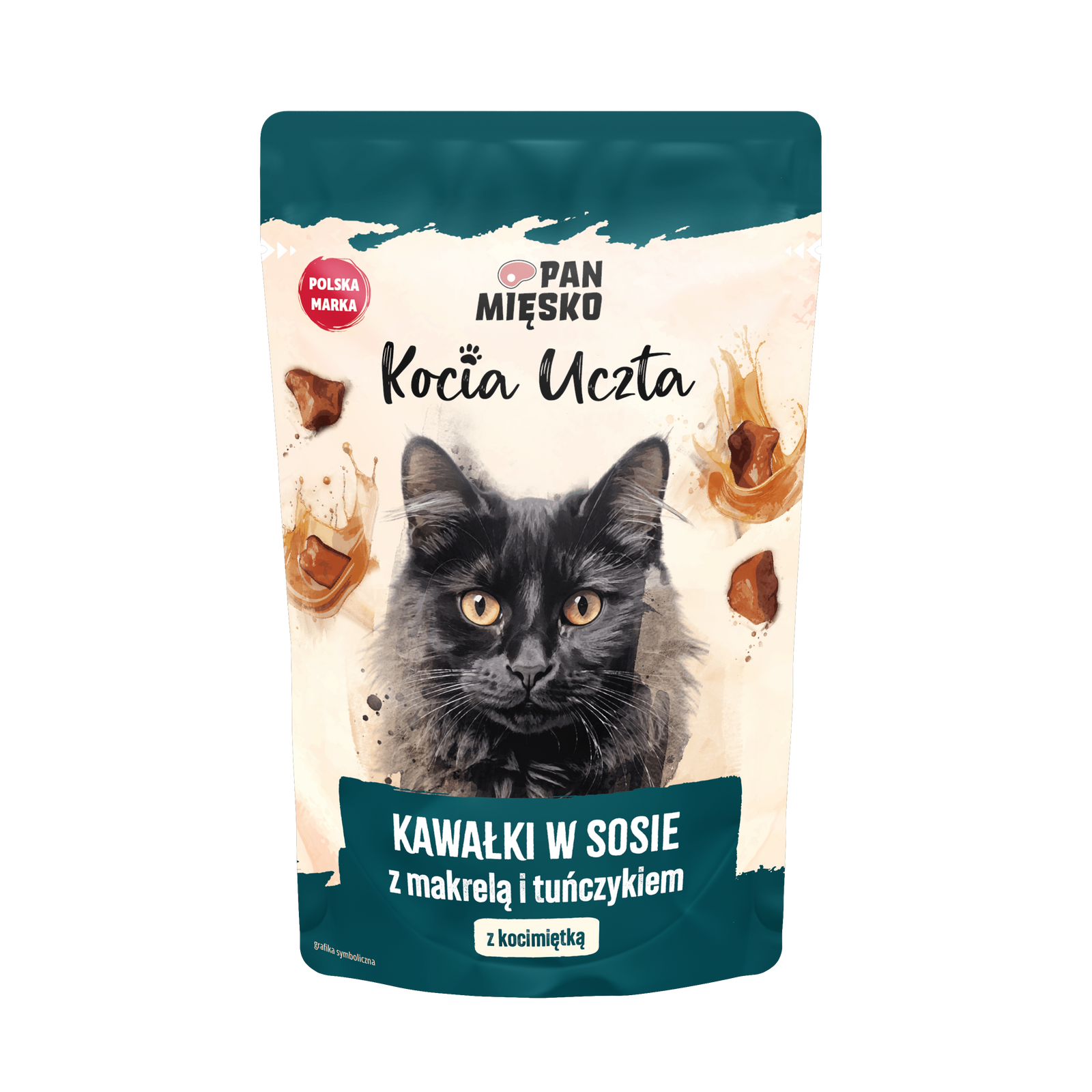 Karma mokra dla kota Pan Mięsko Kocia Uczta Kawałki w sosie z makrelą i tuńczykiem (dorosły) 85g