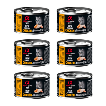 Karma mokra dla kota Alpha Spirit Sterilised Cats Chicken 200 g x 6 szt.