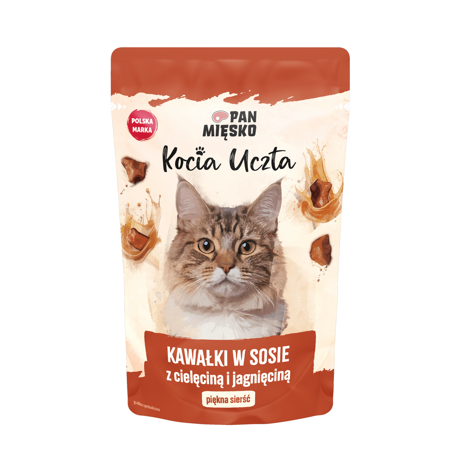 Karma mokra dla kota Pan Mięsko Kocia Uczta Kawałki w sosie z cielęciną i jagnięciną (dorosły) 85g