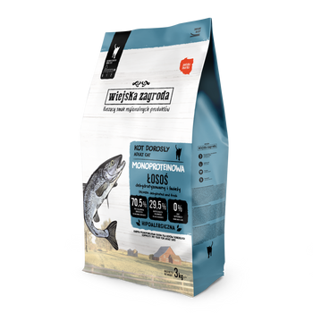 Karma sucha dla kota Wiejska Zagroda Monoproteinowa Łosoś (dorosły) 3 kg