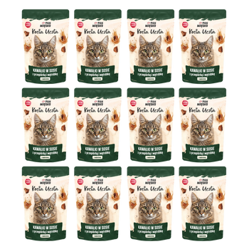 Zestaw Karma mokra dla kota Pan Mięsko Kocia Uczta Kawałki w sosie z przepiórką i wątróbką (dorosły) 85g x 12 szt.