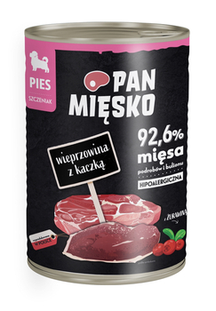 Karma mokra dla psa Pan Mięsko Wieprzowina z kaczką 400 g (szczeniak)