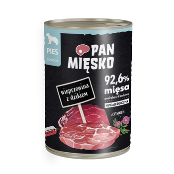 Karma mokra dla psa Pan Mięsko Wieprzowina z dzikiem 400 g