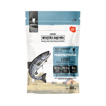 Karma sucha dla kota Wiejska Zagroda Monoproteinowa Łosoś (dorosły) 800 g