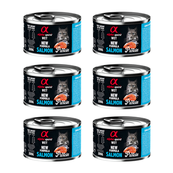 Zestaw Karma mokra dla kota Alpha Spirit Protein Salmon 200 g x 6 szt.