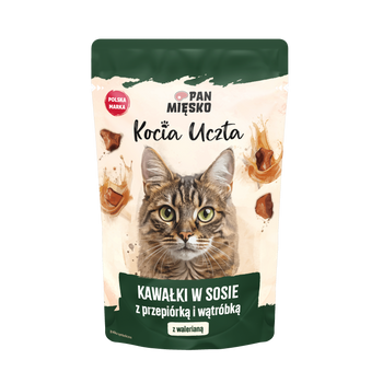 Karma mokra dla kota Pan Mięsko Kocia Uczta Kawałki w sosie z przepiórką i wątróbką (dorosły) 85g