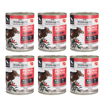 Zestaw Wiejska Zagroda mokra karma dla psa Wołowina monoproteinowa 800 g x 6 szt.