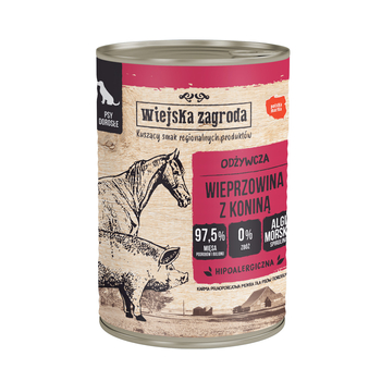 Karma mokra dla psa (dorosły) Wiejska Zagroda Wieprzowina z koniną 400 g
