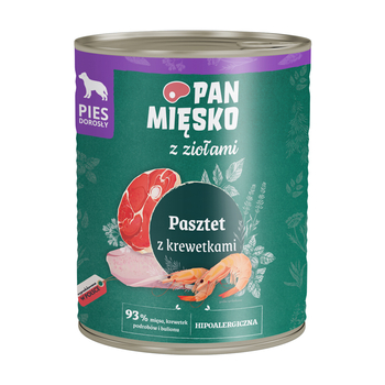 Pan Mięsko z Ziołami Pasztet z krewetkami karma mokra dla psa 800 g