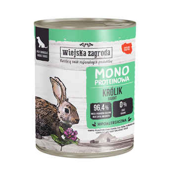 Karma mokra dla psa Wiejska Zagroda Królik monoproteinowa 800 g
