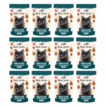 Zestaw Karma mokra dla kota Pan Mięsko Kocia Uczta Kawałki w sosie z makrelą i tuńczykiem (dorosły) 85g x 12 szt.