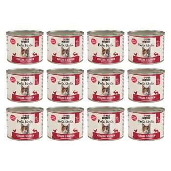 Zestaw Karma mokra dla kota Pan Mięsko Kocia Uczta Kurczak z jeleniem (dorosły) 200g x 12 szt.