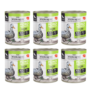 Zestaw Karma mokra dla psa Wiejska Zagroda Kaczka monobiałkowa 800 g x 6 szt.