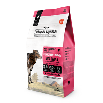 Karma sucha dla kota Wiejska Zagroda Monoproteinowa Wołowina (dorosły) 3 kg
