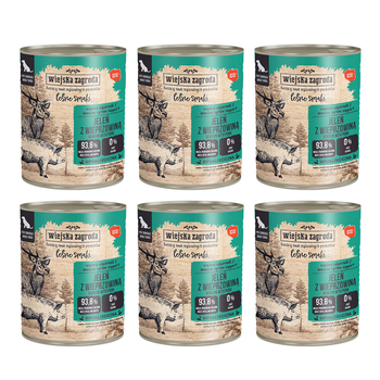 Zestaw Karma mokra dla psa Wiejska Zagroda Jeleń z wieprzowiną Leśne Smaki 800 g x 6 szt.