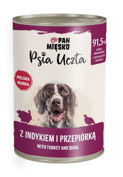 Karma mokra dla psa Pan Mięsko Psia Uczta z Indykiem i Przepiórką (dorosły) 400g