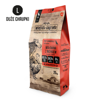 Karma sucha dla psa Wiejska Zagroda Wołowina z indykiem chrupki L 20 kg