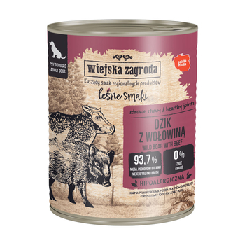 Karma mokra dla psa Wiejska Zagroda Dzik z wołowiną Leśne Smaki 800 g