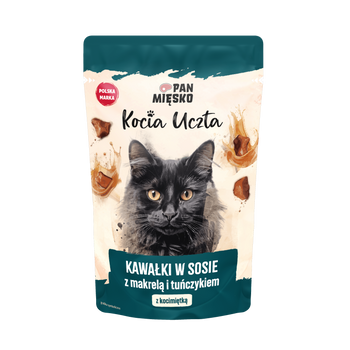 Karma mokra dla kota Pan Mięsko Kocia Uczta Kawałki w sosie z makrelą i tuńczykiem (dorosły) 85g