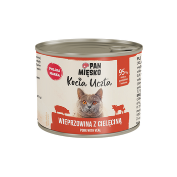 Karma mokra dla kota Pan Mięsko Kocia Uczta Wieprzowina z cielęciną (dorosły) 200g