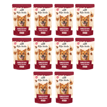 Zestaw Karma mokra dla psa Pan Mięsko Psia Uczta Kawałki w sosie z kaczką i tuńczykiem (dorosły) 150g x 10 szt.