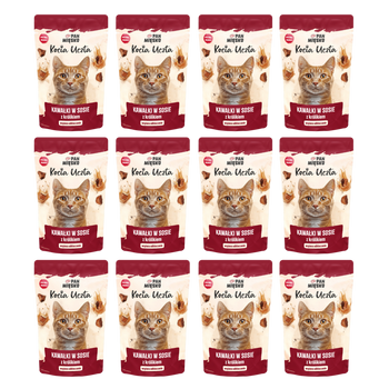 Zestaw Karma mokra dla kota Pan Mięsko Kocia Uczta Kawałki w sosie z królikiem (dorosły) 85g x 12 szt.