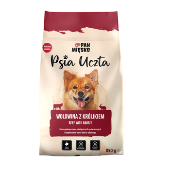 Karma półmiękka dla psa Pan Mięsko Psia Uczta Wołowina z królikiem (dorosły) 850g