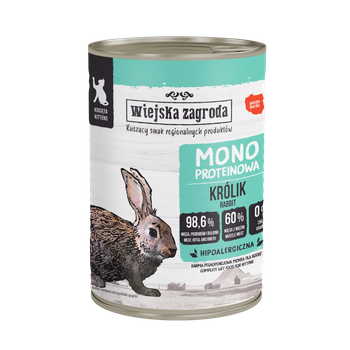 Wiejska Zagroda Karma mokra dla kota Monoproteinowa Królik (kociak) 400g (12 szt/op)