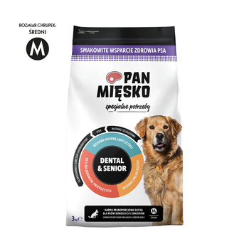 Karma sucha dla psa Pan Mięsko Specjalne potrzeby Dental & Senior - Wołowina z indykiem (senior) chrupki M 3 kg