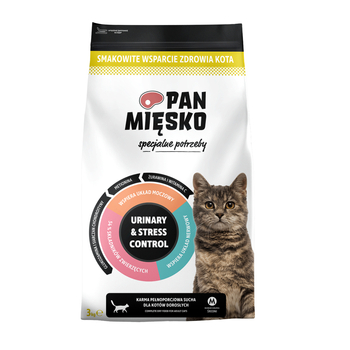 Karma sucha dla kota Pan Mięsko Specjalne potrzeby Urinary & Stress Control - Indyk z wołowiną (dorosły) chrupki M 3 kg
