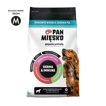 Karma sucha dla psa Pan Mięsko Specjalne potrzeby Derma & Immune - Wieprzowina z rybą (dorosły) chrupki M 9 kg