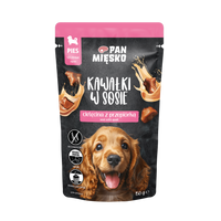 Karma mokra dla psa Pan Mięsko Kawałki w sosie Cielęcina z przepiórką (szczeniak) 150g
