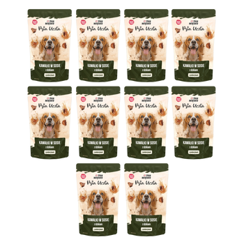 Zestaw Pan Mięsko Karma mokra dla psa Psia Uczta Kawałki w sosie z dzikiem (dorosły) 150g x 10 szt.