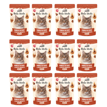 Zestaw Karma mokra dla kota Pan Mięsko Kocia Uczta Kawałki w sosie z cielęciną i jagnięciną (dorosły) 85g x 12 szt.