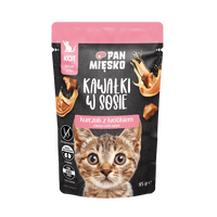 Karma mokra dla kota Pan Mięsko Kawałki w sosie Kurczak z królikiem  (kociak) 85g