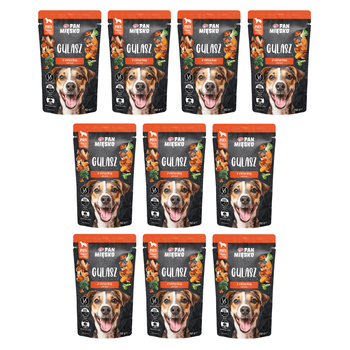 Zestaw Karma mokra dla psa Pan Mięsko Gulasz Indyk z cielęciną (dorosły) 150g x 10 szt.