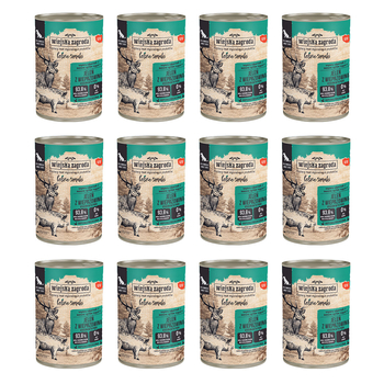Zestaw Karma mokra dla psa Wiejska Zagroda Jeleń z wieprzowiną Leśne Smaki 400 g x 12 szt.